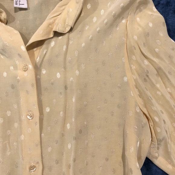 H&M Trend Yellow Gold Button Down Blouse Shirt Top Long Sleeve Polka Dot 4 US - Picture 5 of 16